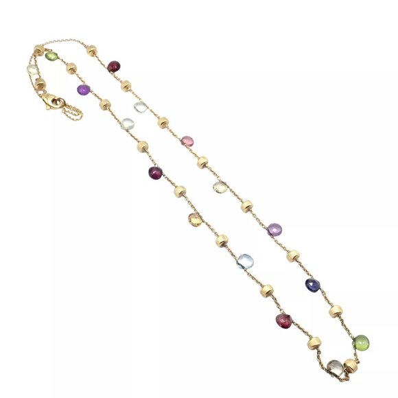 Authentic! Marco Bicego 18k Yellow Gold Multicolor Stones Paradise Necklace - Picture 5 of 8